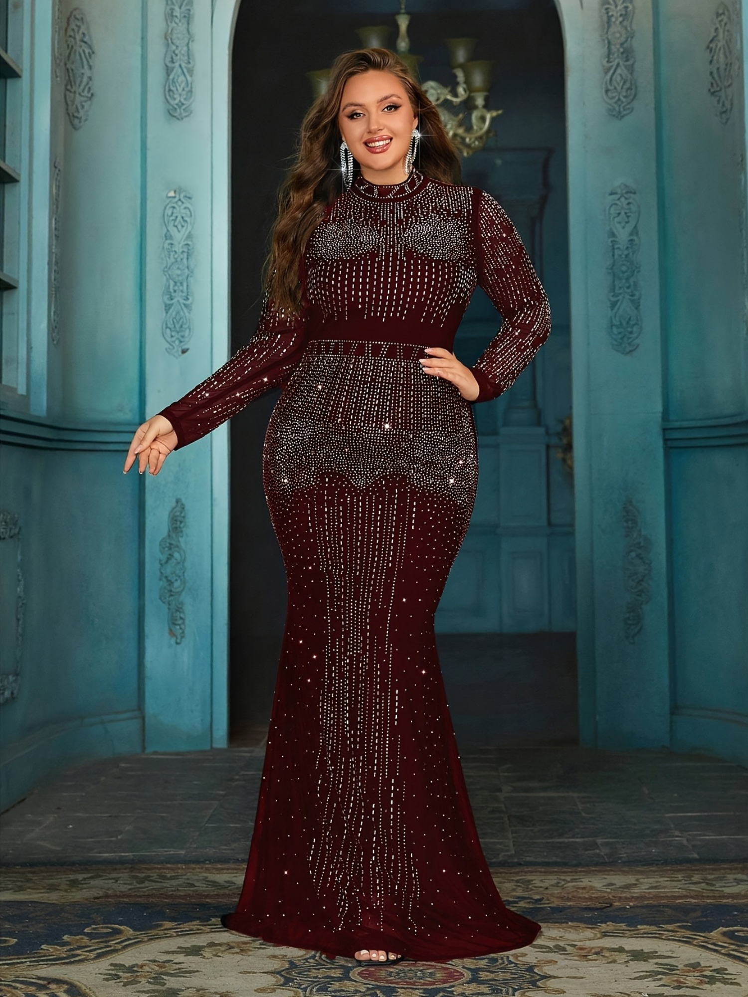 plus size glamorous evening dresses Elegant Evening Dress for Plus Size Prom Dress Green Mermaid V Neck Se –  Global Fashions GC