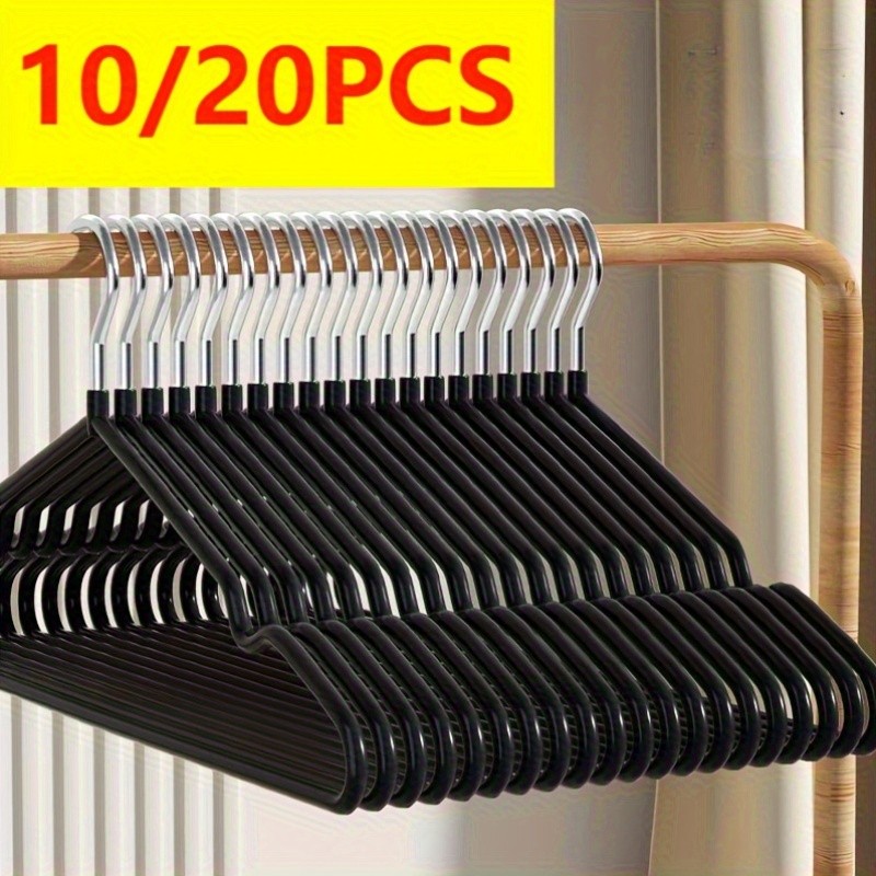 10 20pcs heavy duty metal   spray painted with shoulder notches non slip multi purpose closet wardrobe organizer details 0