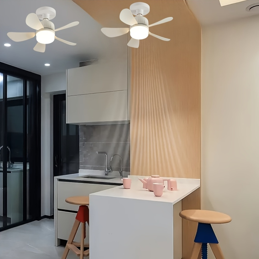 2pièces AOSUI Lumières modernes de ventilateur de plafond avec fonction de mémoire et télécommande - Design à 5 pales à 3 vitesses, base E27/E26, 44.96 cm prise blanche pour cuisine, chambre, entrepôt et petites pièces, éclairage LED, installation facile, idée de cadeau parfaite, luminaire de ventilateur de plafond, éclairage d'entrepôt, design lumineux élégant, luminaires durables