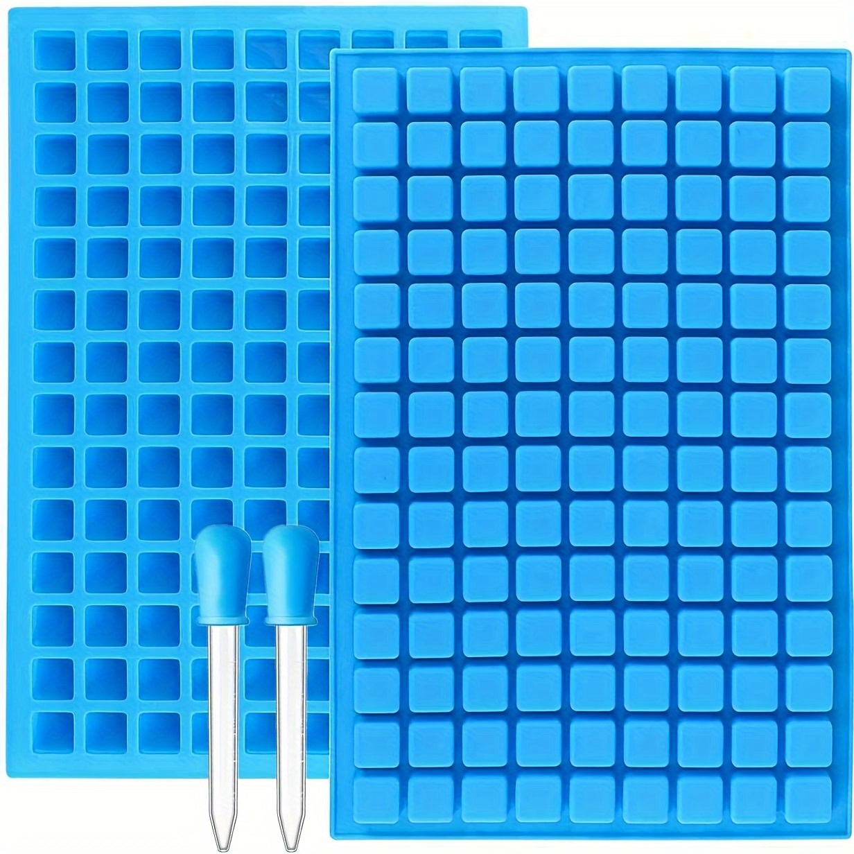 Set Of 4 - 2 Pack Square Silicone Molds For , Gummies, Caramels, Chocolate, Ice Cubes, Featuring 252 Cavities And 2 Droppers