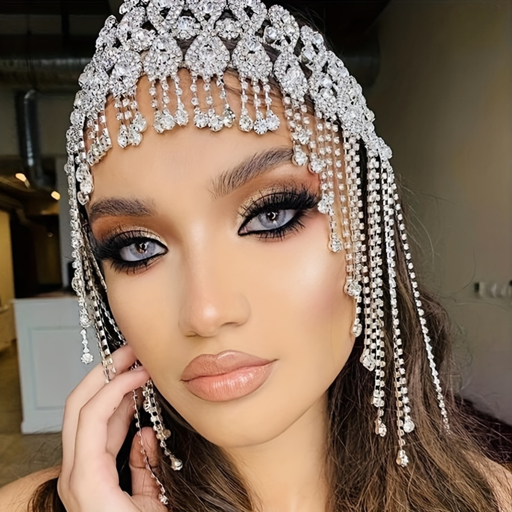 Full Rhinestone Fashion Headpiece, Exaggerated Prom Accessory
