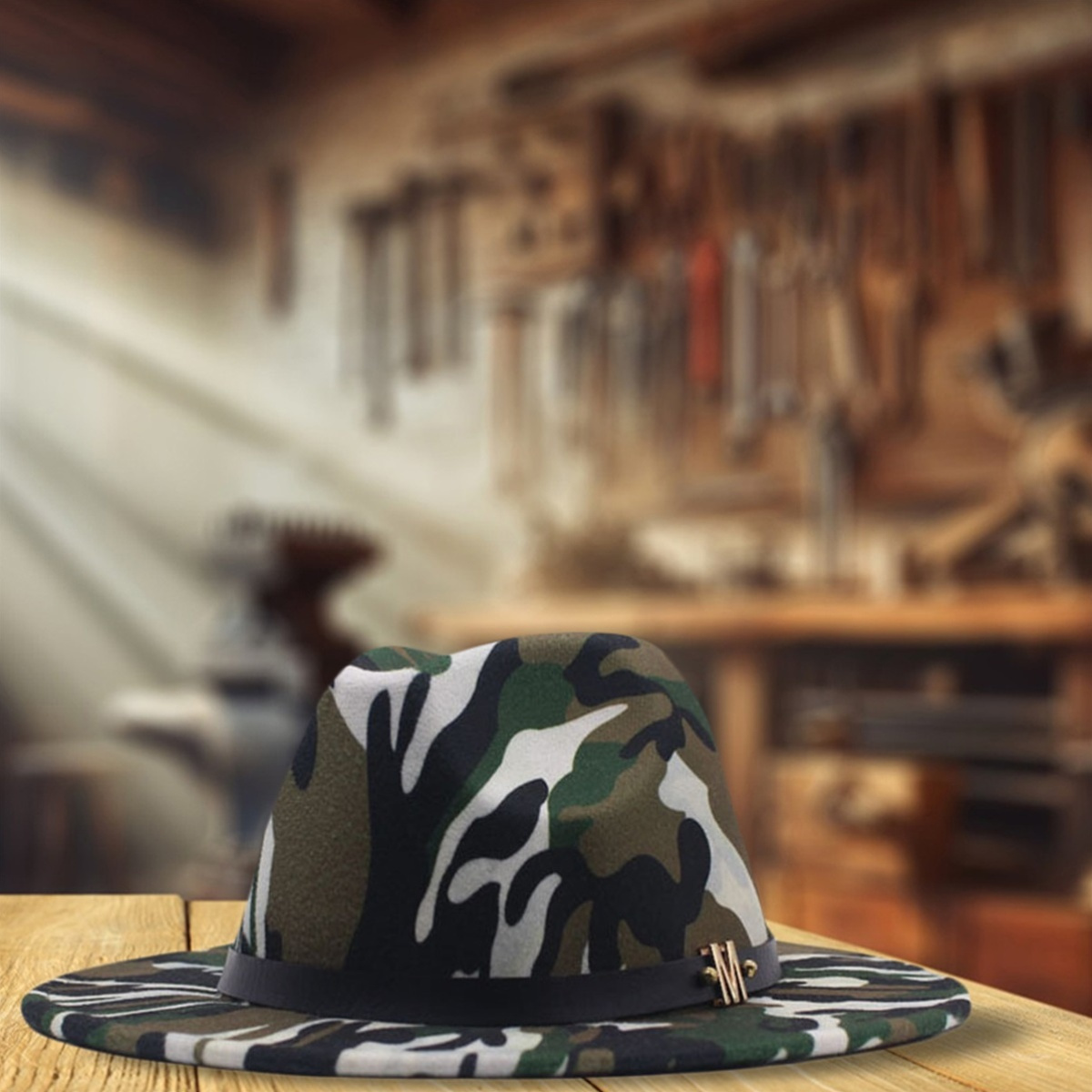 women men wide brim fedora hat fashion belted camouflage Temu
