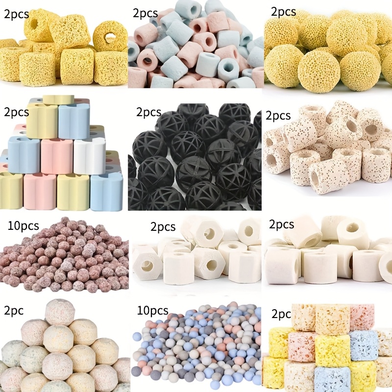 Image of 40pcs High Quality 12-in-1 Assorted Aquarium Filter Media Turtle Tank Filtration Materials House Bio Balls Water Filter Ceramic Rings Water Purifying Quartz Balls
