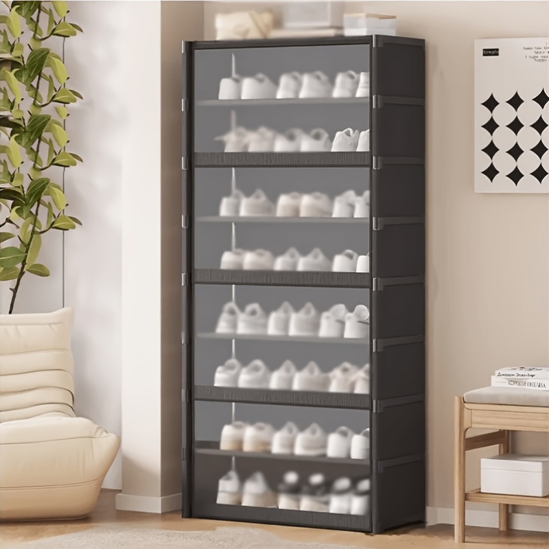 Tall Freestanding Shoe Cabinet with Flip Doors