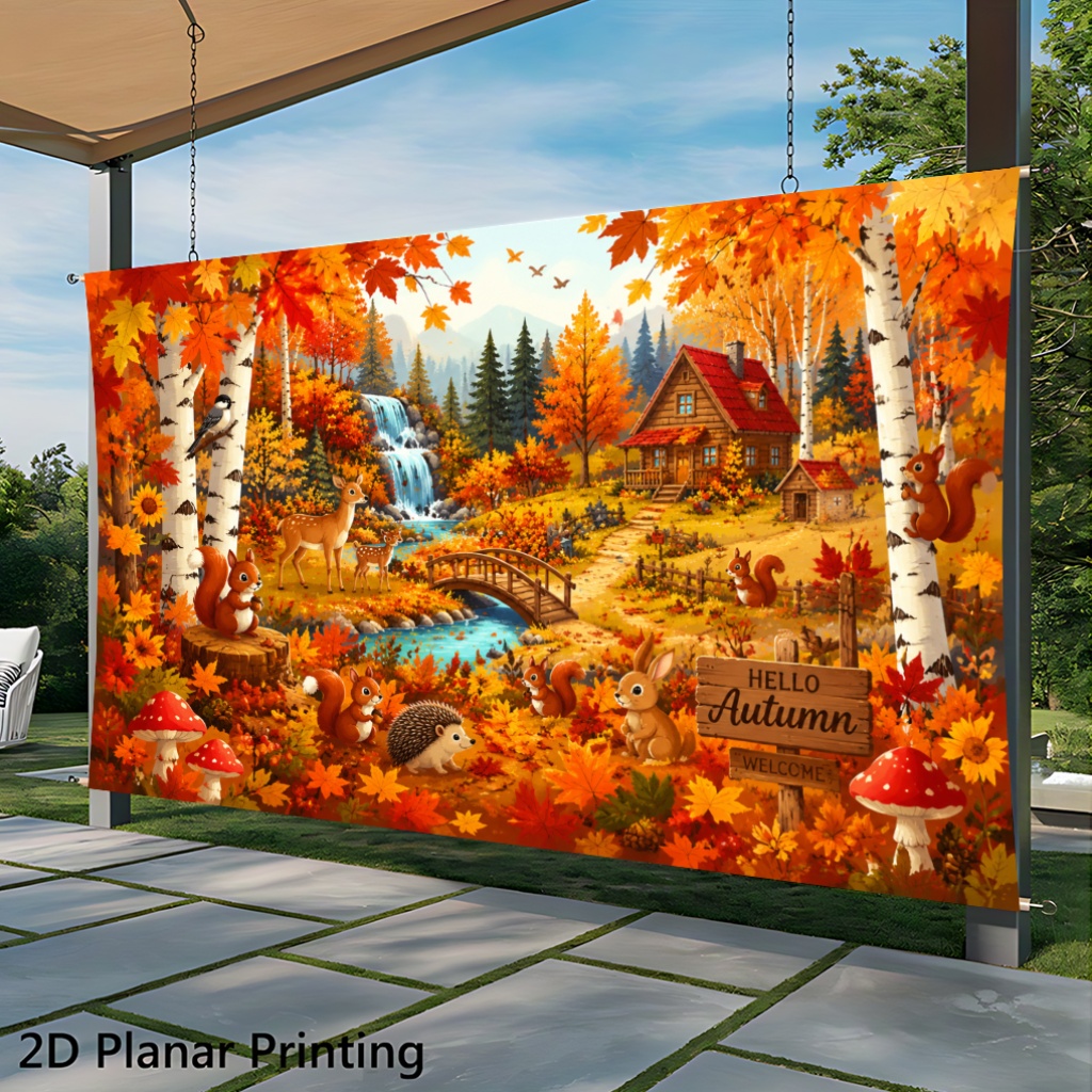 Autumn Forest Animal Village Decorative Backdrop