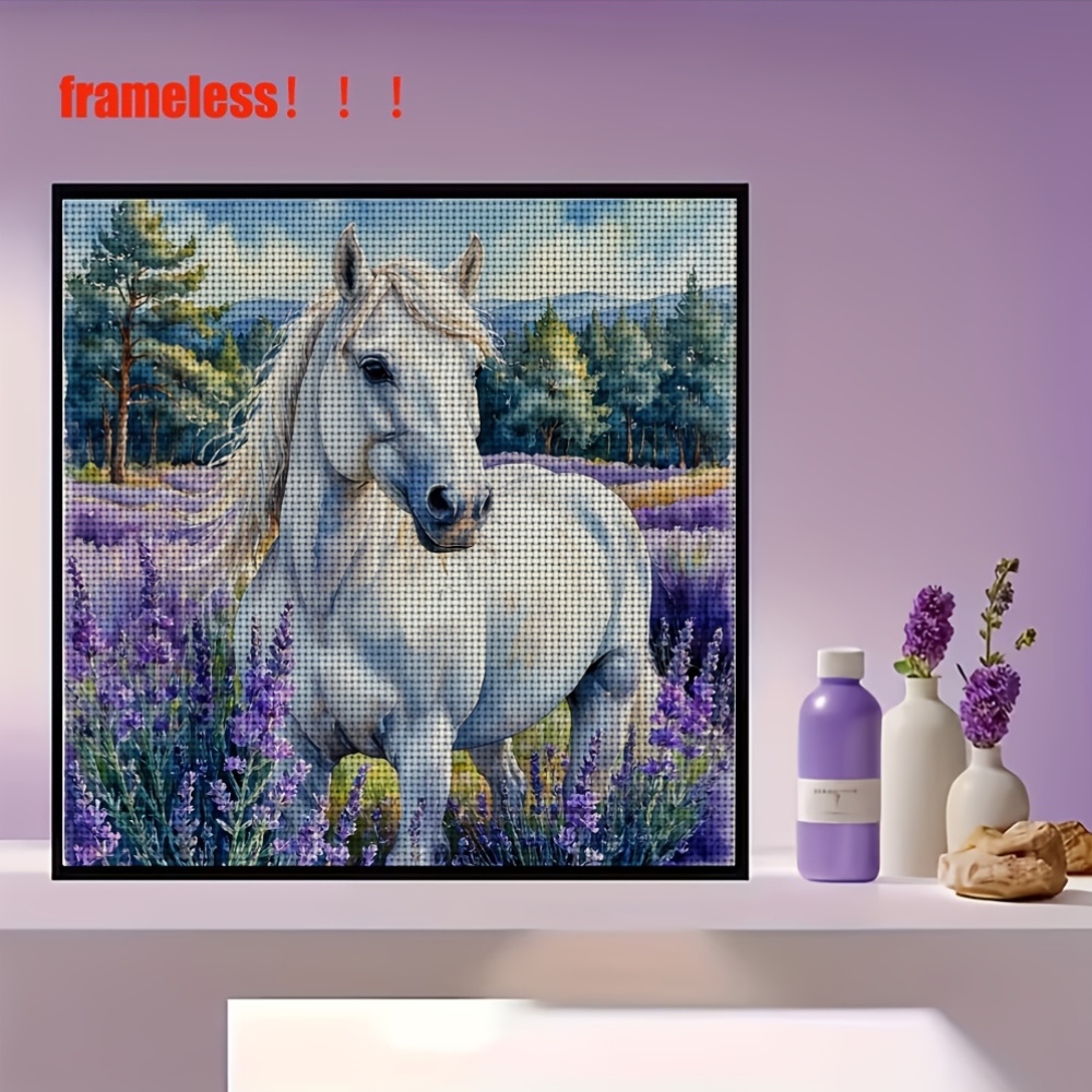 White Horse in Lavender Field Cross Stitch Kit, 11CT