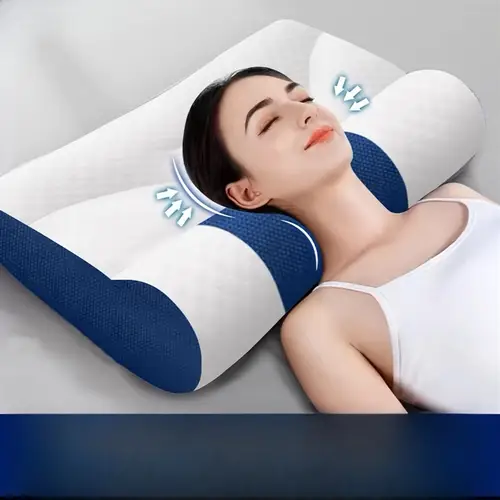ergonomic 3 generation cervical support pillow for neck sleep aid soft machine washable anti sagging pillow with zipper closure use bedding accessory neck support pillow textured quilted polyester fill