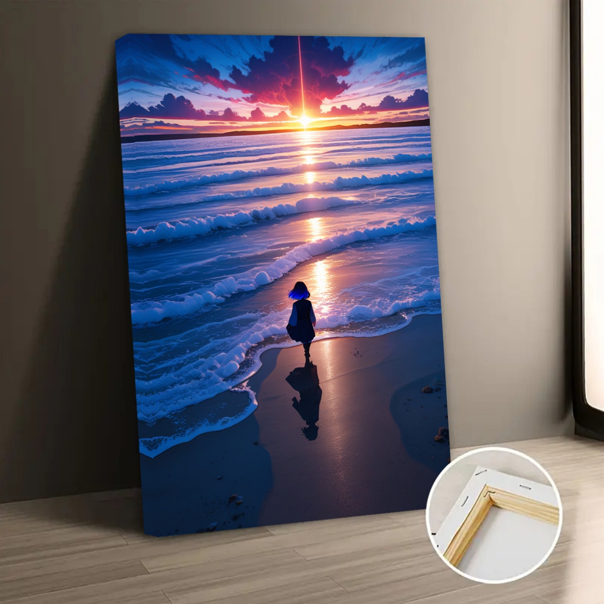 2d flat 1pc   canvas art vibrant beach sunset scene with silhouette of a   for home bedroom office wall decor ideal gift for   canvas wall art ready to hang   room decor