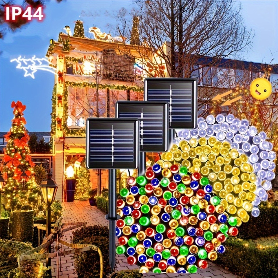 1 pack 20 100 200led solar lights 8   outdoor fairy garland lights christmas party decorations garden solar lights white warm white multicolor ip44