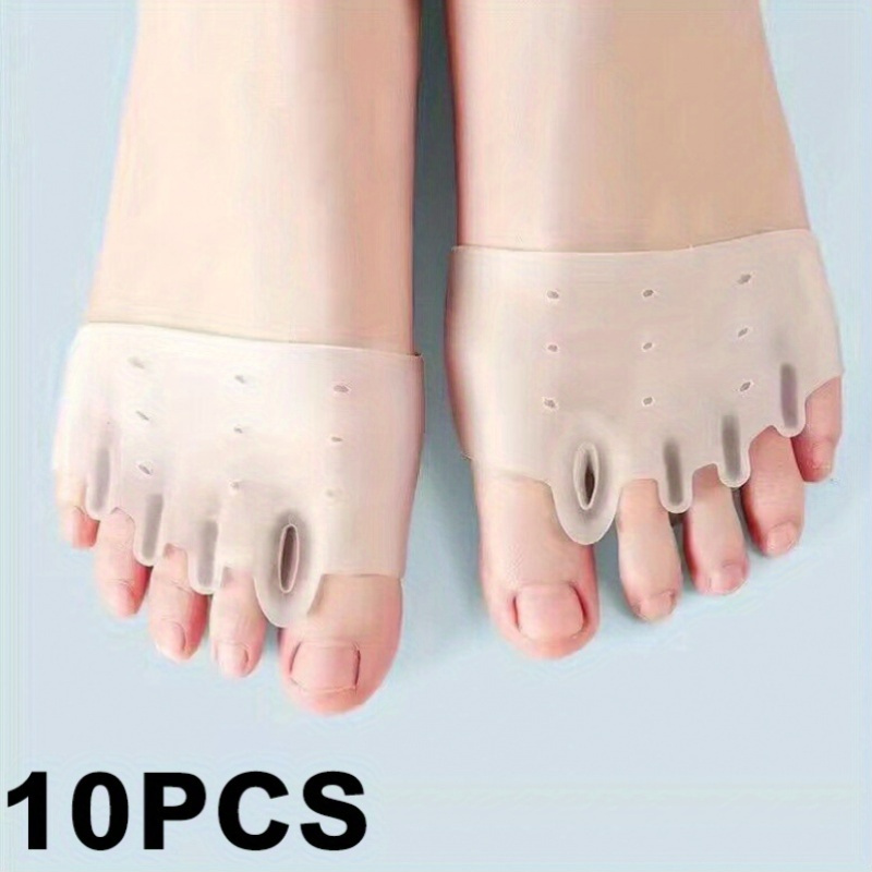 Image of 10pcs Daily Silicone Toe Separator And Toe Spacer, Separate Toes, 5 Finger Forefoot Pad, 5-hole Forefoot Pad, Perfect Gift For Halloween And Christmas