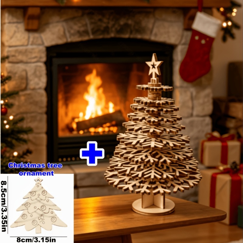 3D Christmas Tree, Wood-like Art Model Puzzle