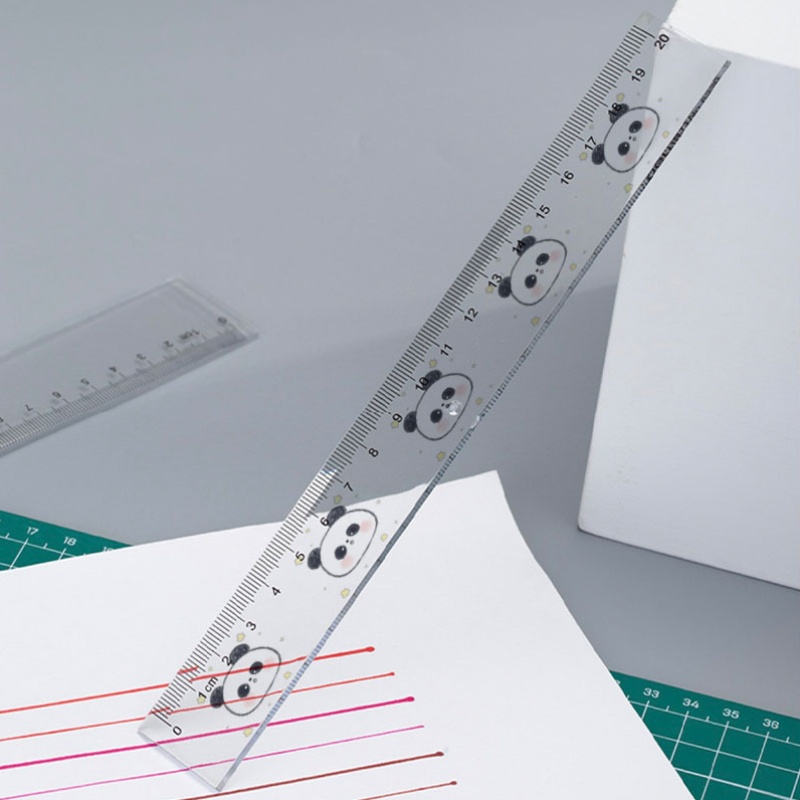 Transparent Plastic Panda Ruler for School Supplies