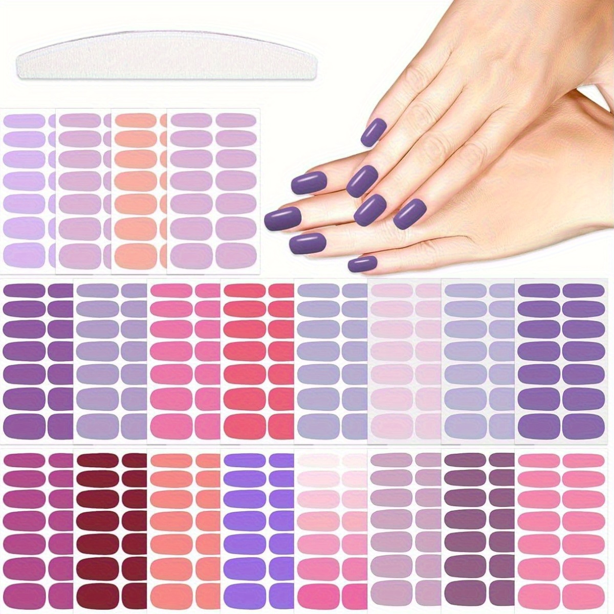   20 sheets 280pcs pink purple nail polish stickers for women nail stickers full nail wraps for short nails gel nail stickers stick on nail polish strips gel polish stickers strips wraps