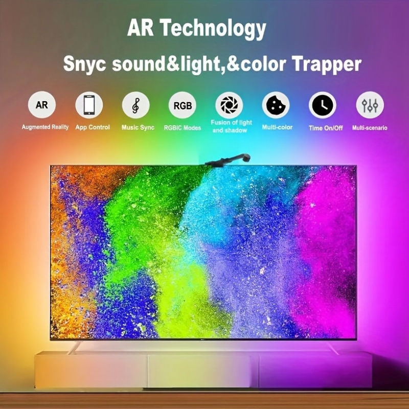 Bande LED Rétroéclairage TV 4 Mètres - RVB, Contrôle App/ Télécommande, Synchronisation Musique - Pour TV 50-55 Pouces, PC
