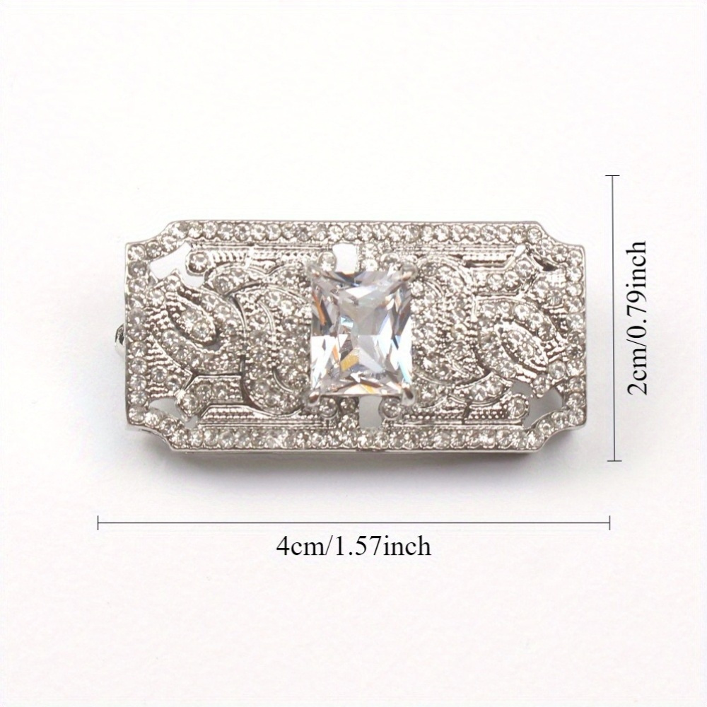 Irregular Square Rhinestone Brooch with Enamel Pin