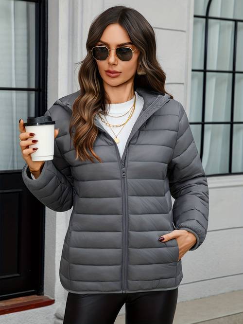 new autumn winter lightweight hooded puffer jacket womens short casual versatile base layer outerwear