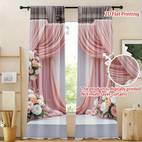 2pcs 2d impressão floral drape tela porta cortina varão bolso, e alegre, adequado para e escritório (não camadas cortinas)