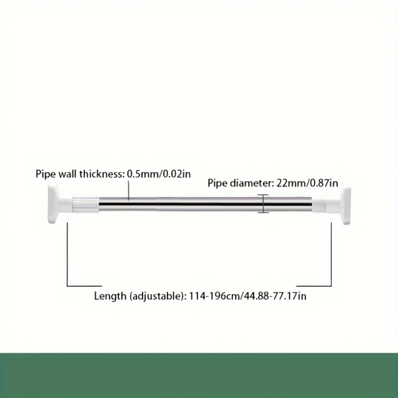 Barra Ajustable 110-210 Cm Sujeción Giro Barra De Cortina Telescópica Vailge - Sin Taladrar, Ajustable 110-210 Cm, Blanca, Para Ducha O Habitación Barra Cortina 110-210cm