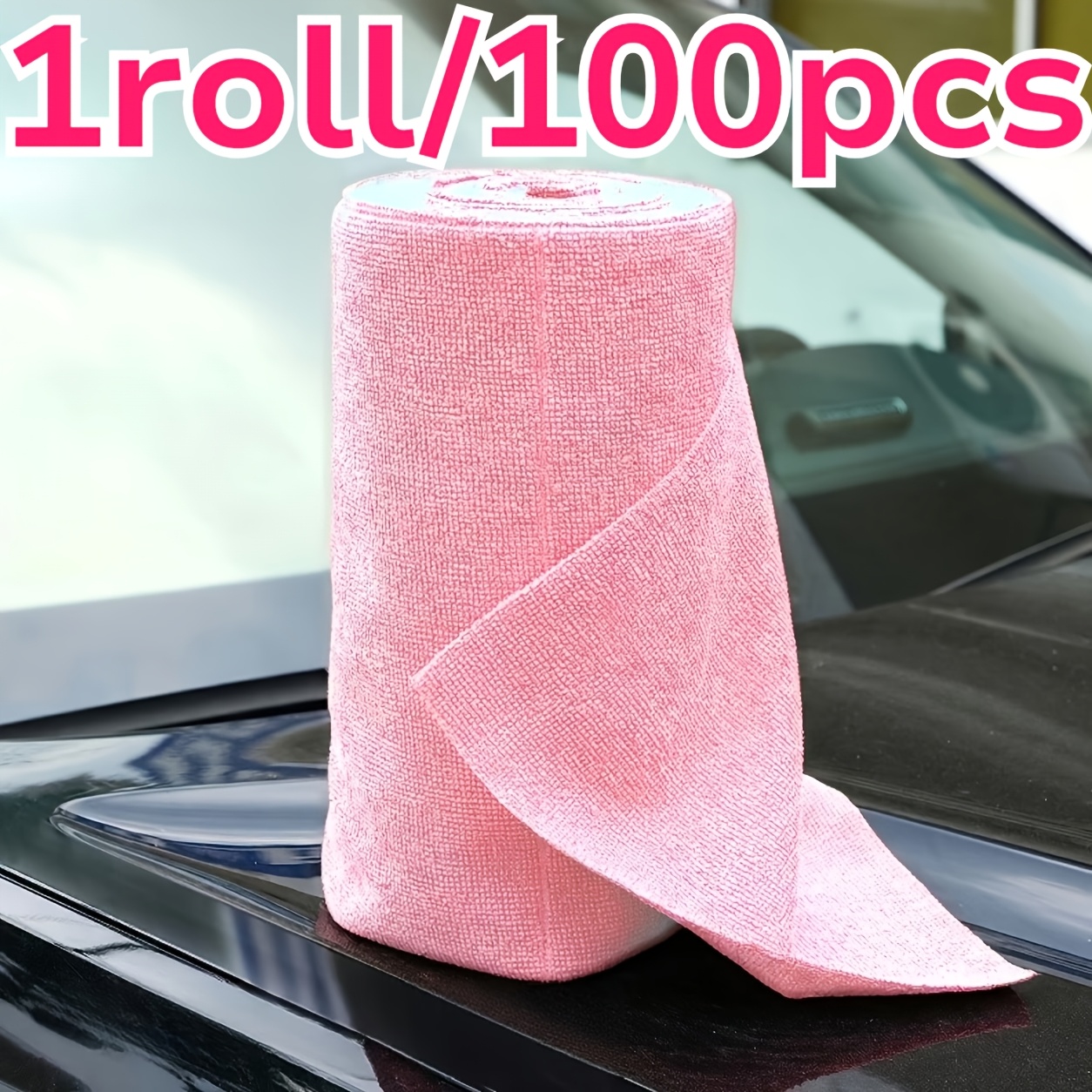 TEMU Lot de 100 rouleaux de serviettes de nettoyage en microfibre, chiffons de nettoyage extra-larges détachables et réutilisables, serviettes de
