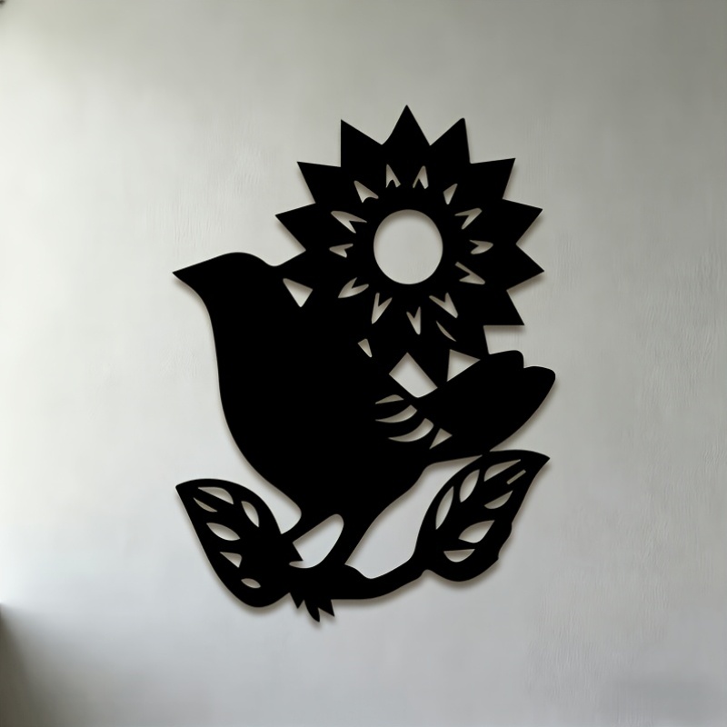 item picture 2d flat 1pc 2d flat silhouette hollow cutout iron metal wall   with sunflower vintage minimalist suitable for living room bedroom kitchen hallway office farmhouse porch balcony