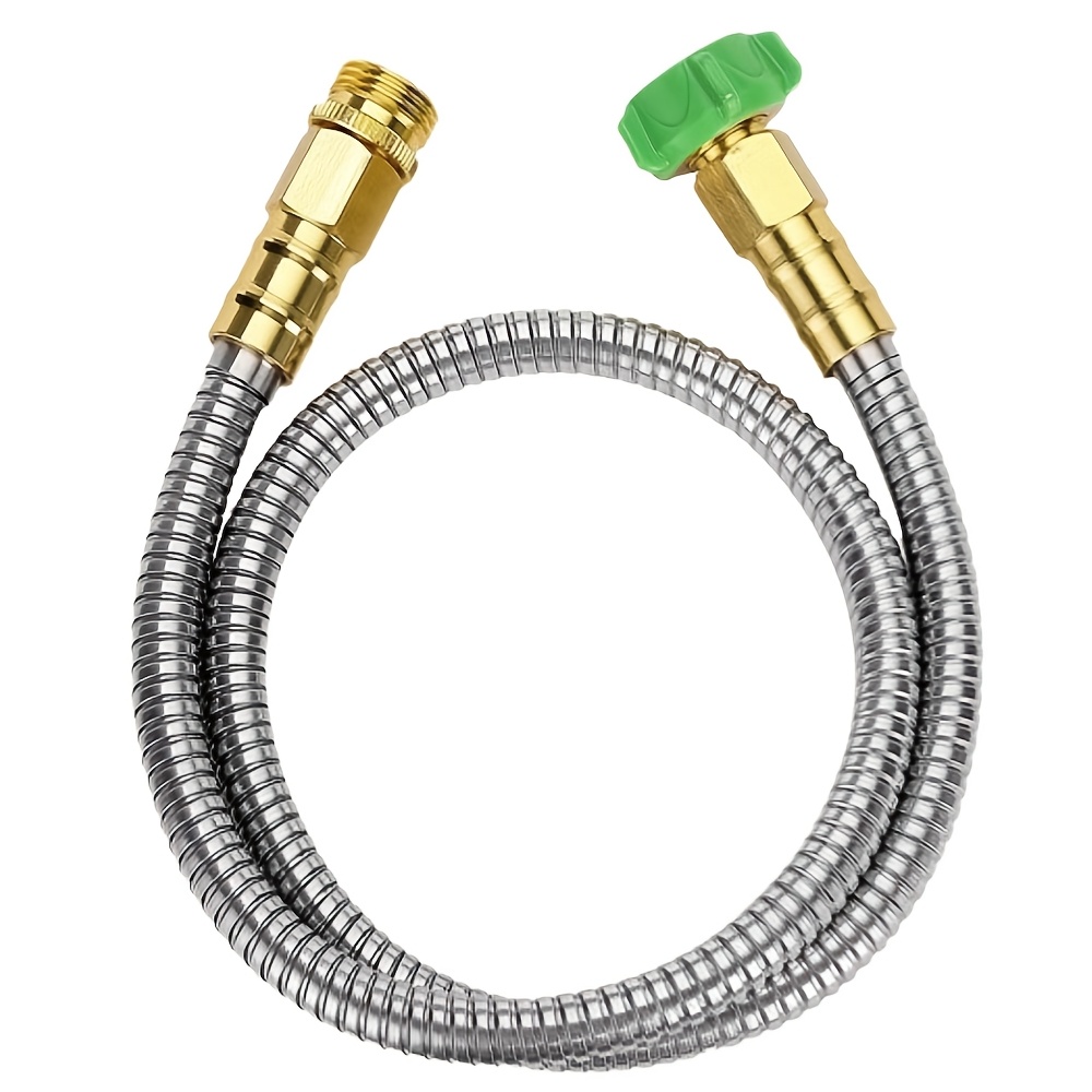 TEMU 2ft Short Garden Hose 3/4" With Female To Female Connector, Metal Leader Hose For Hose Reel Connection, 304 Stainless Steel Durable Water Hose,