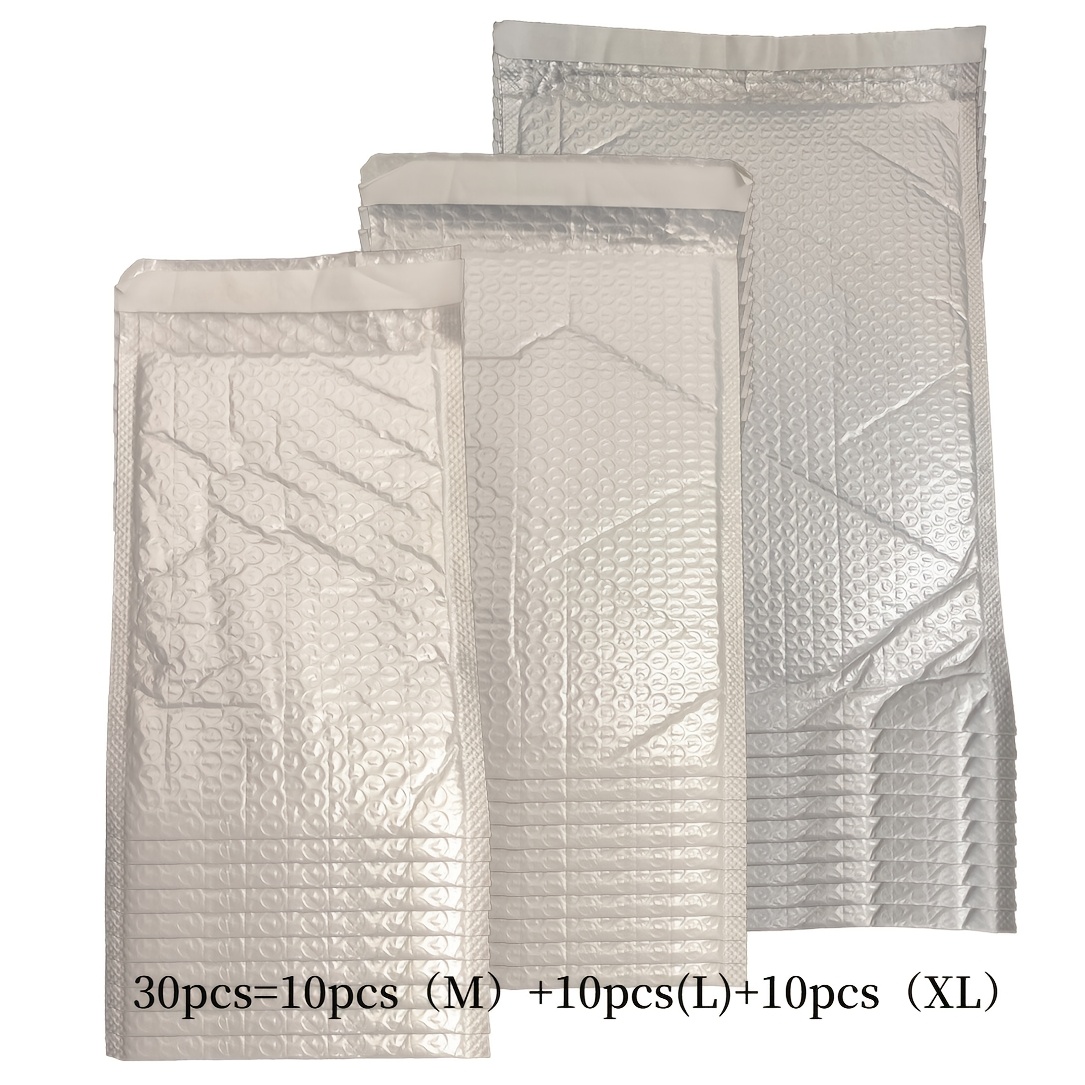 TEMU 30-pack (10pcs Each) Self-adhesive Pe Bubble Mailers | Thick Cushioning Shockproof Pouches | For Jewelry, Trinkets, Fragile Small Items Shipping