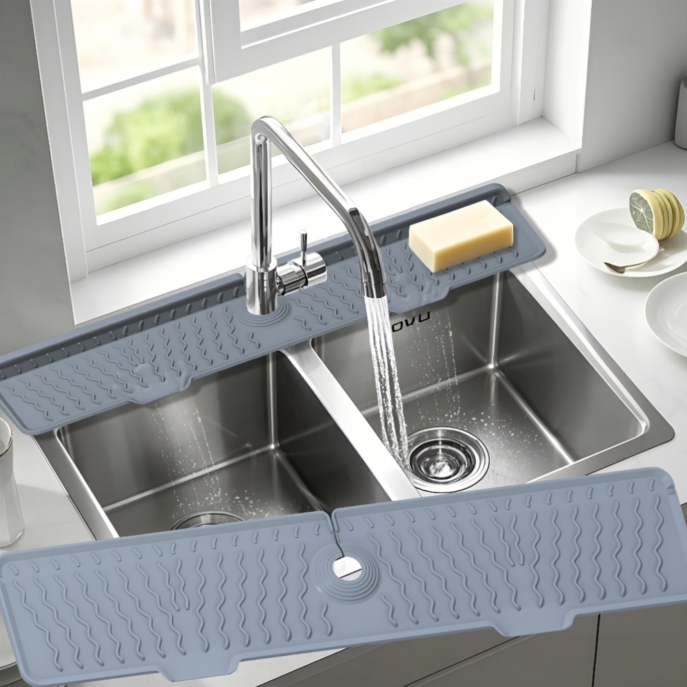 TEMU Tapis d'égouttage en silicone pour robinet de cuisine, tapis anti-éclaboussures pour évier et comptoir, tapis de drainage pour salle de bain et