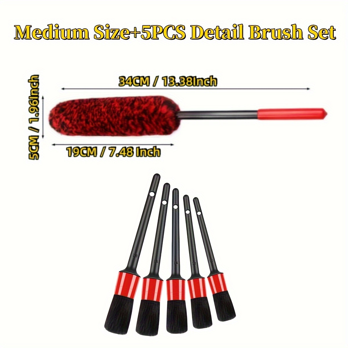 Image of Car Tire Wheel Detail Brush Set Multi-functional Car Cleaning Tools Suitable For Car Rim Tire Engine Exhaust Pipe Detail Cleaning Washing Tools