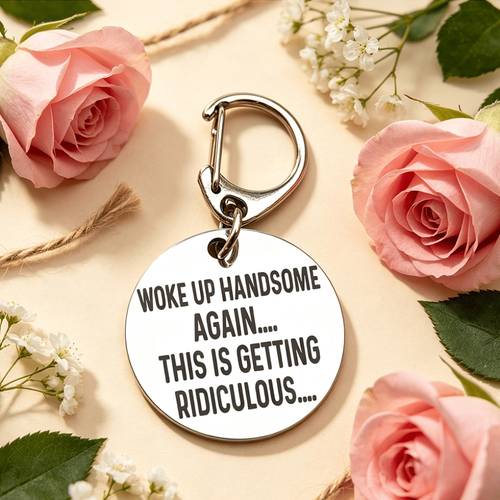 funny men humor keychain up again getting stainless ring novelty gift for him