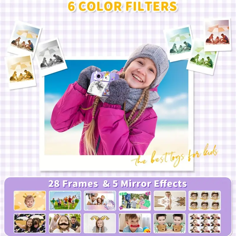 Appareil photo instantané pour enfant - Cadeau d'anniversaire de Noël - Cadeau d'anniversaire pour fille de 3 à 12 ans - 48 MP 1080P - 2,4 pouces Appareil photo instantané pour enfant - Cadeau d'anniversaire de Noël - Cadeau d'anniversaire pour fille de 3 à 12 ans - 48 MP 1080P - 2,4 pouces