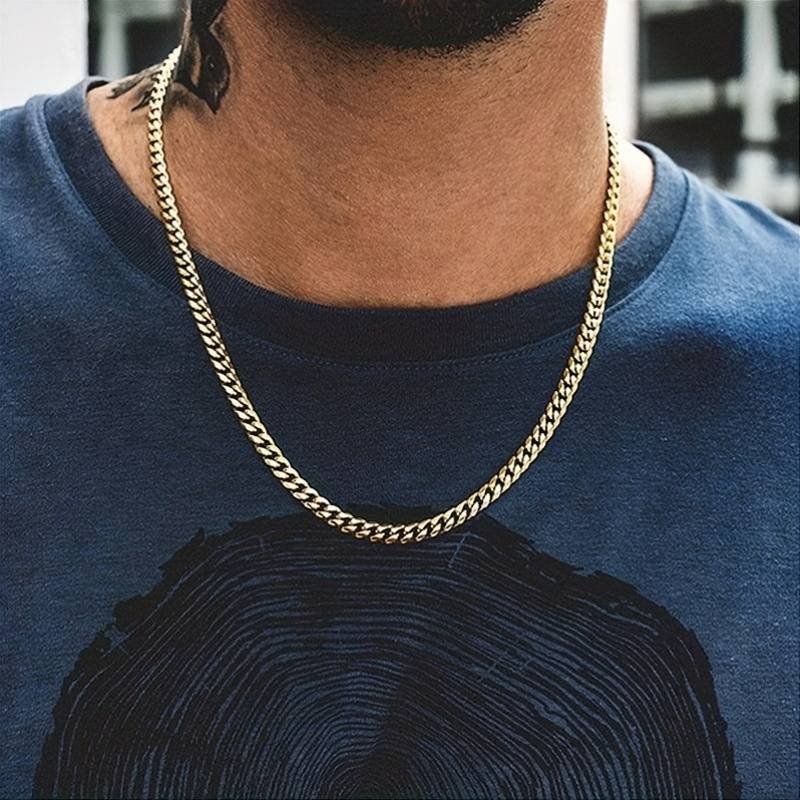 Stainless Steel Gold Plated Cuban Link Chain Necklace - Hip Hop Jewelry Unisex