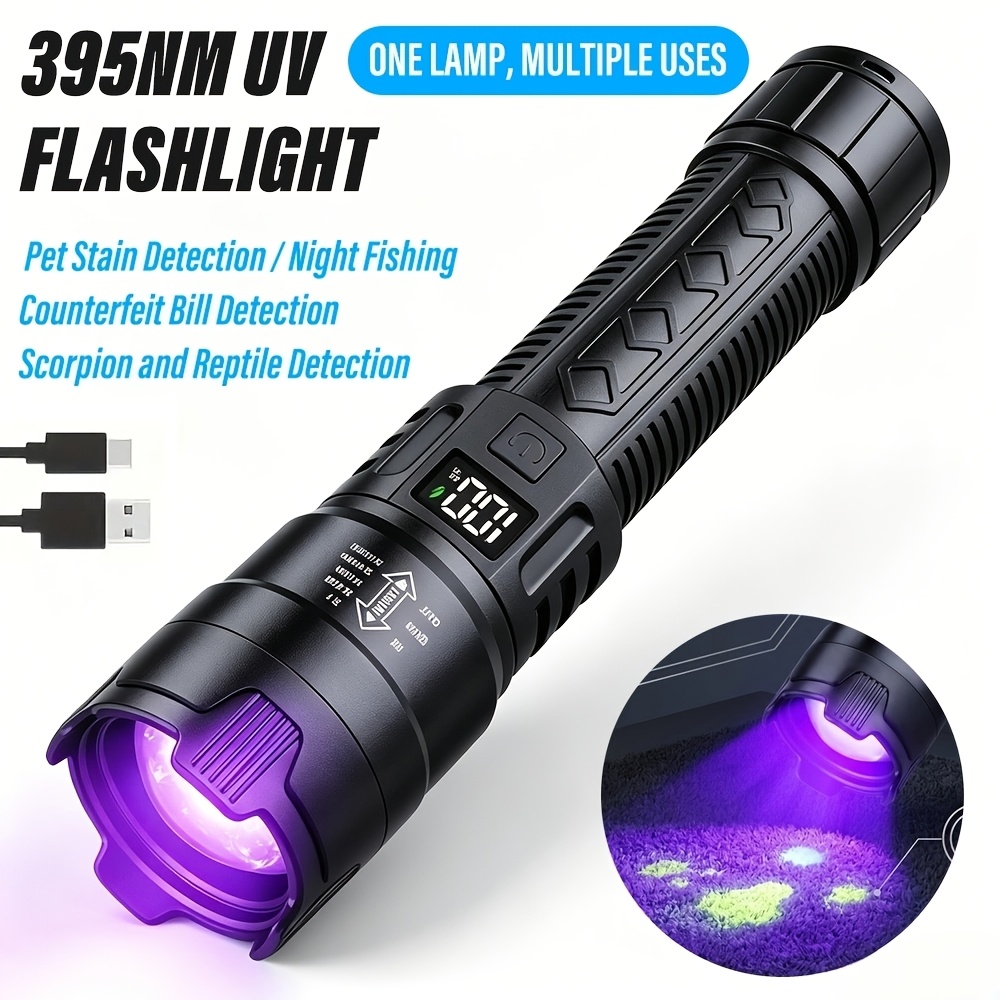 TEMU UV 395Nm, IP44, pour détecter l'urine d'animaux (urine de chat et de chien), à lumière violette, à UV pour la détection des taches