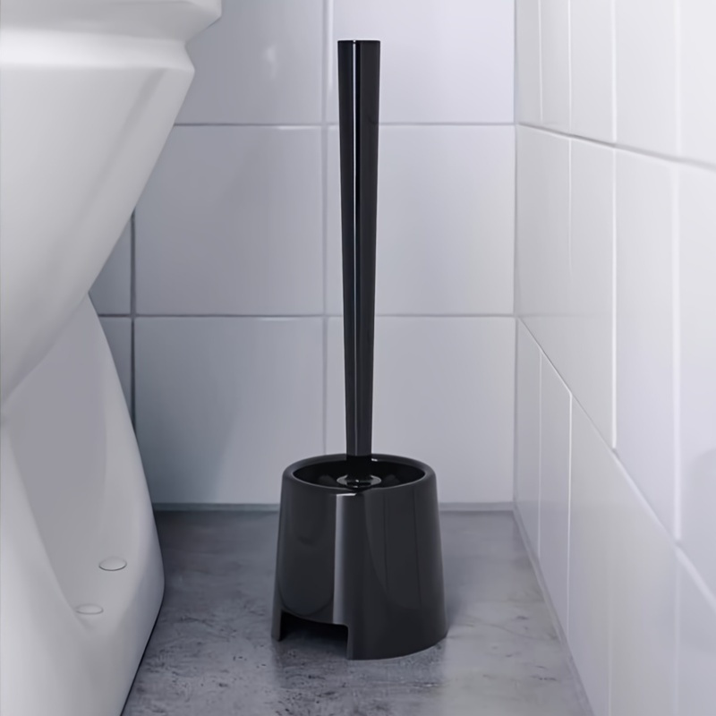 E-shop 1 Set Toilettenbürste mit langem Stiel und Halter, flexibler Badezimmer-Reinigungsbürsten-Set für tiefe Reinigungen, 360° ohne tote Winkel,