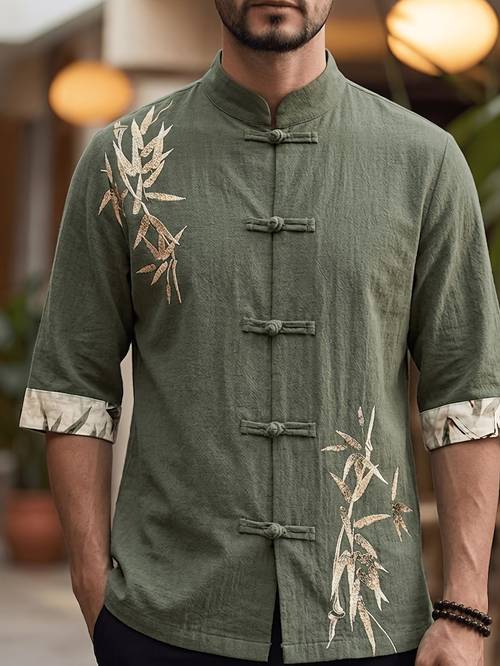 spring summer mens top japanese size short sleeve solid mens robe button up loose casual fashion high end mens comfortable style fabric with texture