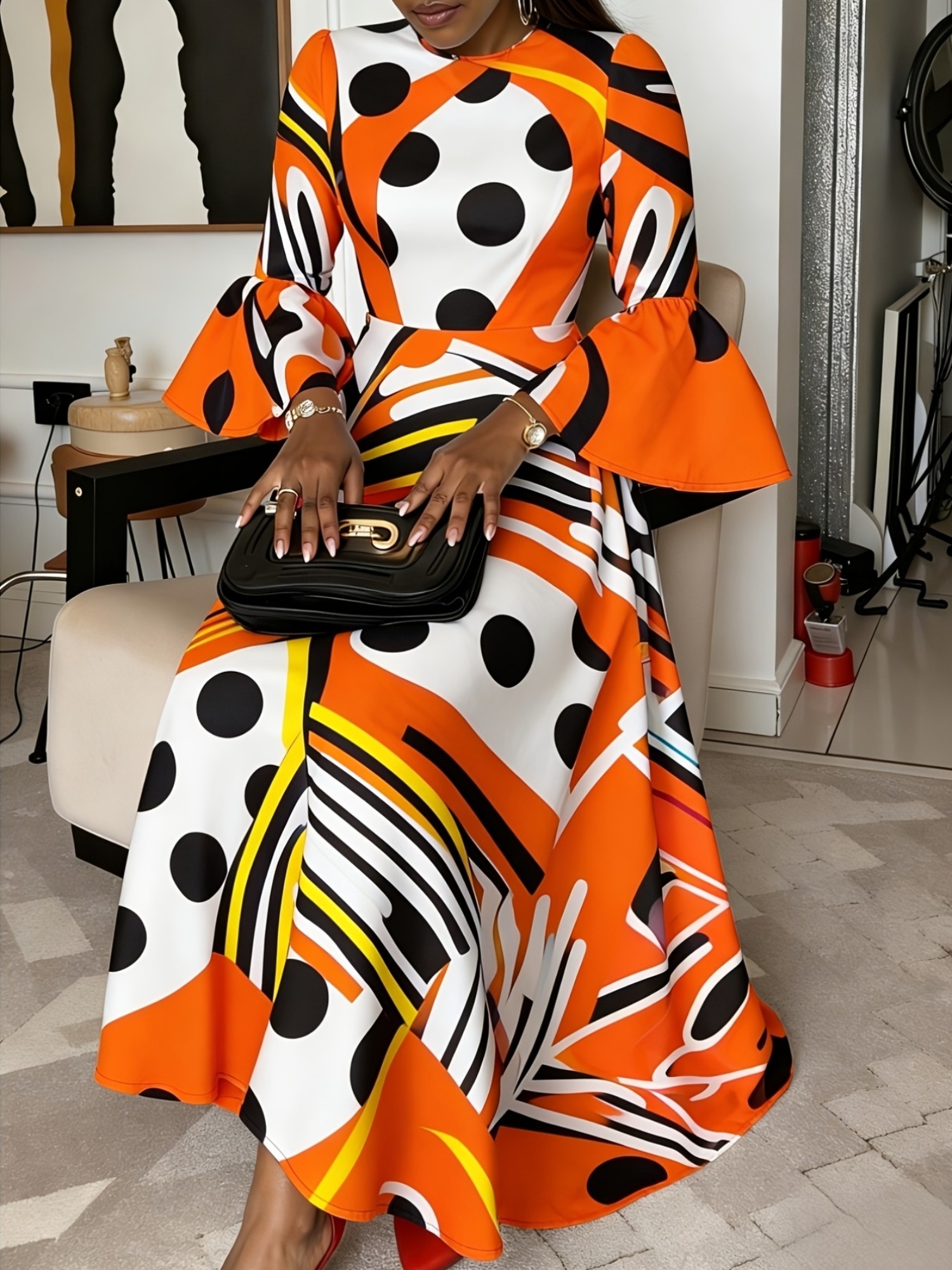 dress with flared sleeves sold on Temu United States