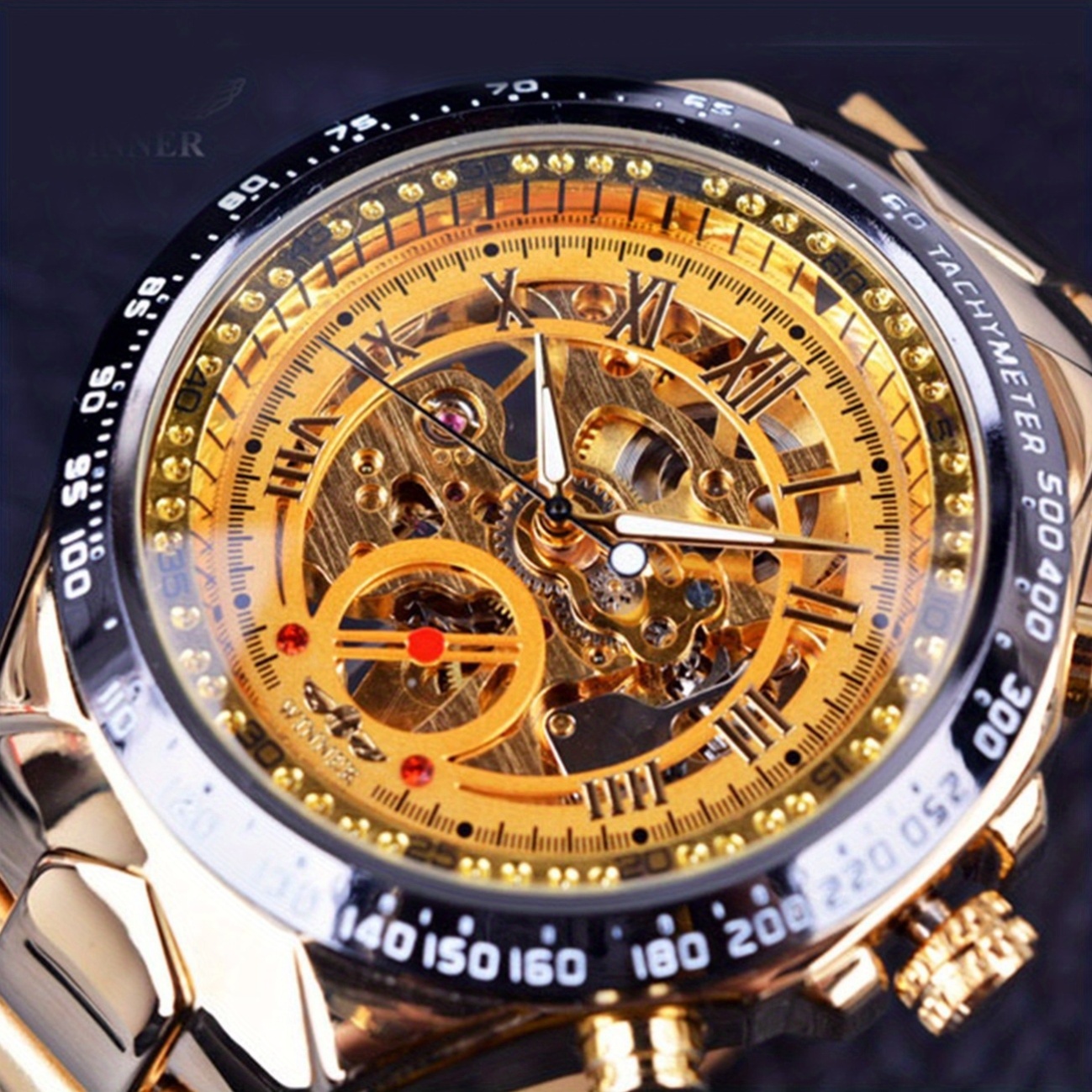 Mechanical Sport Design Bezel Men's Watch, Hollow Dial