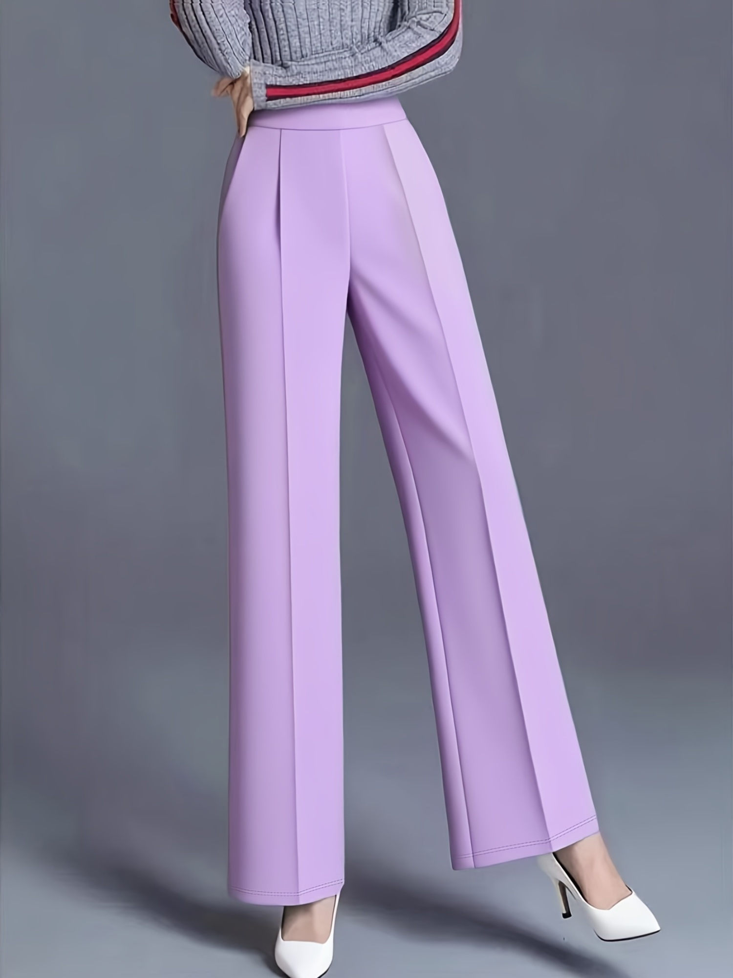 plus size plus size plus size plus size plus size plus size plus size elegant high waisted elastic waistband straight leg wide leg long pants for women 3d tailoring flattering loose fit solid color casual pants with slant pockets