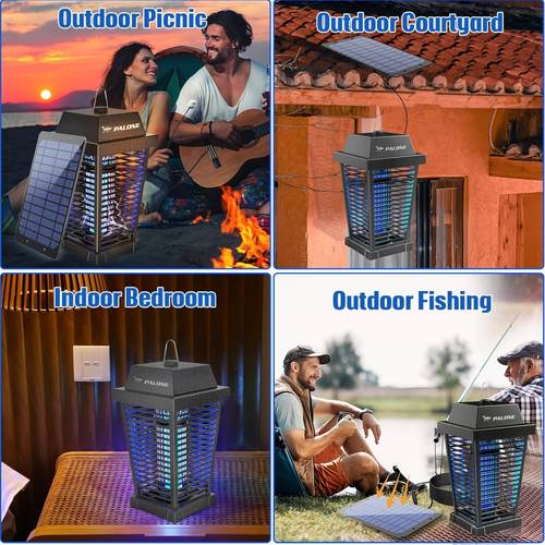 solar powered mosquito repellent lamp with indoor outdoor use abs material 36v or below no battery required courtyards and gardens
