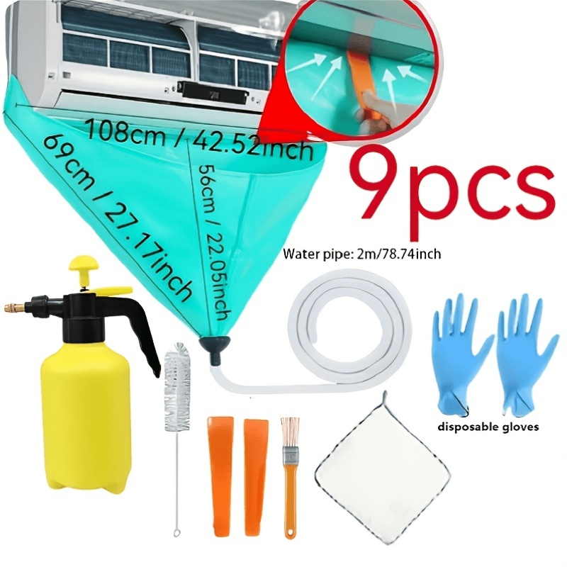 item picture 9 4pcs 108cm 42 52inch air conditioner cleaning water bag thickened hanging air conditioner cleaning cover with   and brush shovel board professional reusable air conditioner cleaning tool easy and convenient installation