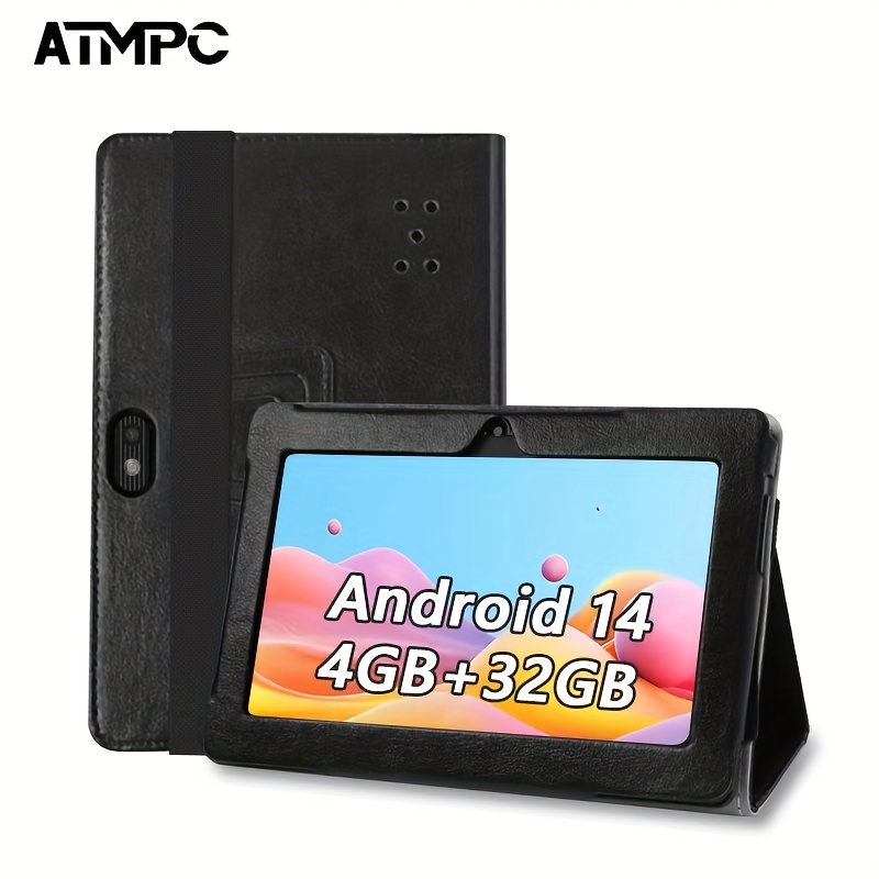 Image of Atmpc, 7 Inch 14 Tablet, 4(2+2)gb 32gbrom With Black Protective Case, Core Ips Hd Display, Lightweight Travel Tablet, Wifi Dual Camera, For Adults Entertainment & Work, Students Study, Tablet, Pad