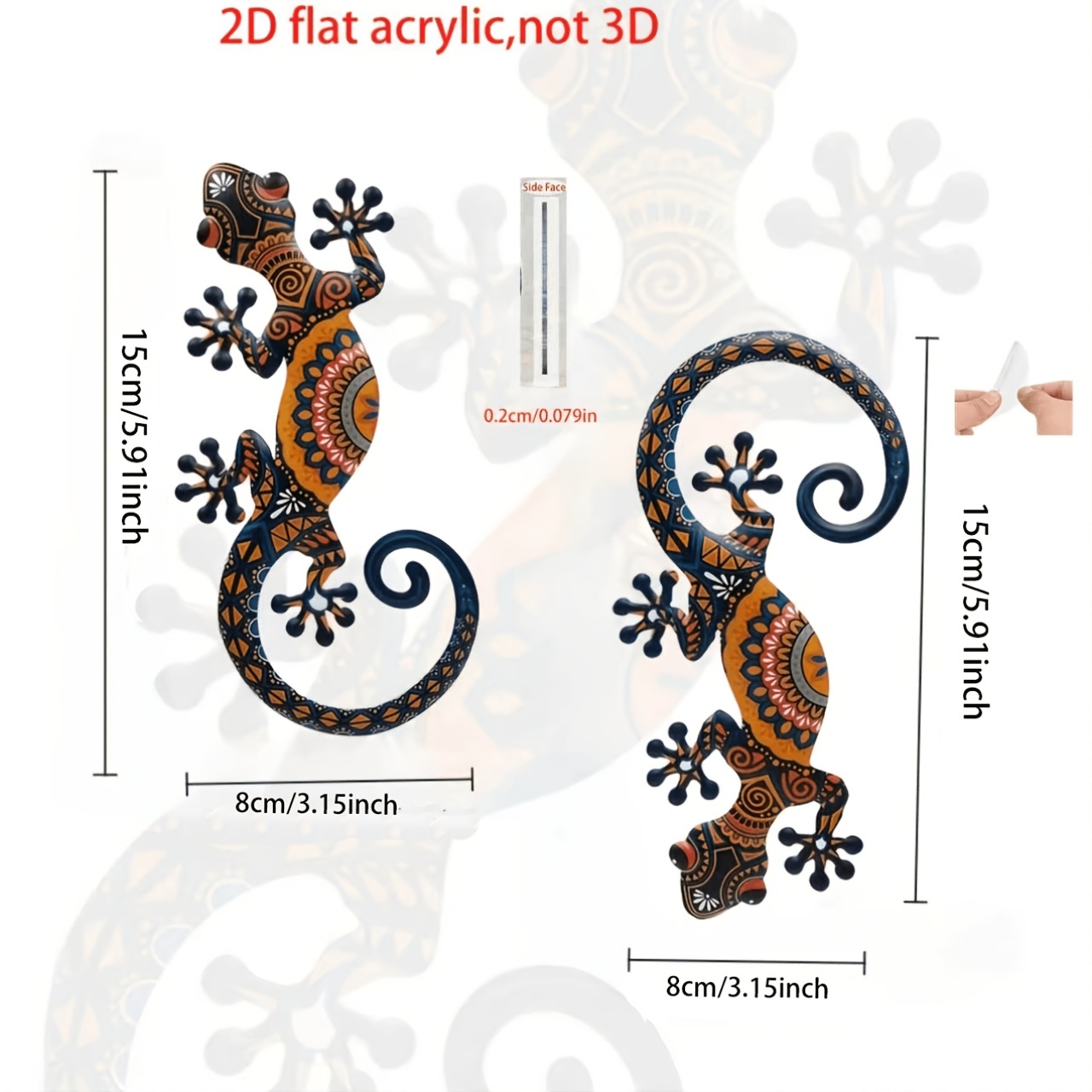 E-shop 2D Flat - 【2D Flat】 2D Flat - [2D Flat] 2D Flat Druck - 2er Set Acryl Echsen Wandkunst - Outdoor/Indoor Hängende Dekoration, Lebendige Tribal
