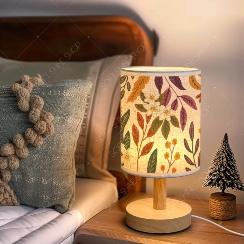 USB-Powered Printed Table Lamp with Fabric Shade