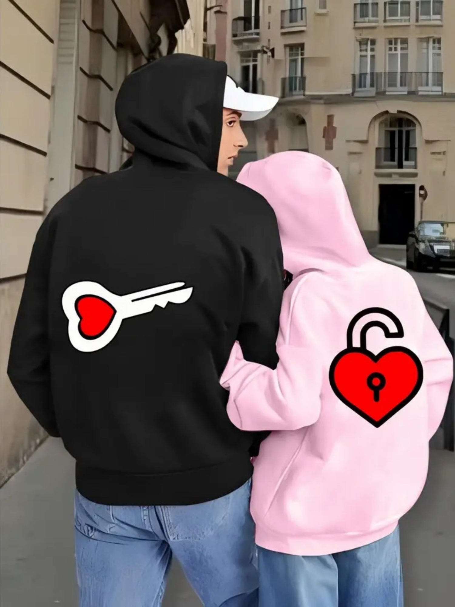matching couple hoodies zip jackets key heart - Temu Mauritius