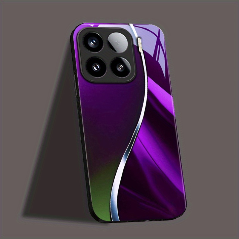 Artikelbild handyhülle - minimalistische, tiefviolette, glänzende, gebogene handyhülle aus gehärtetem   für xiaomi redmi note 14/note 14 pro/note 14 pro+/note 13/note 13 pro/note 13 pro+/note 12/note 12 pro/note 12 pro+/note 11 pro/note 11/note 11s/13c/12/10c/10a/9c/8/a3/a2/a1