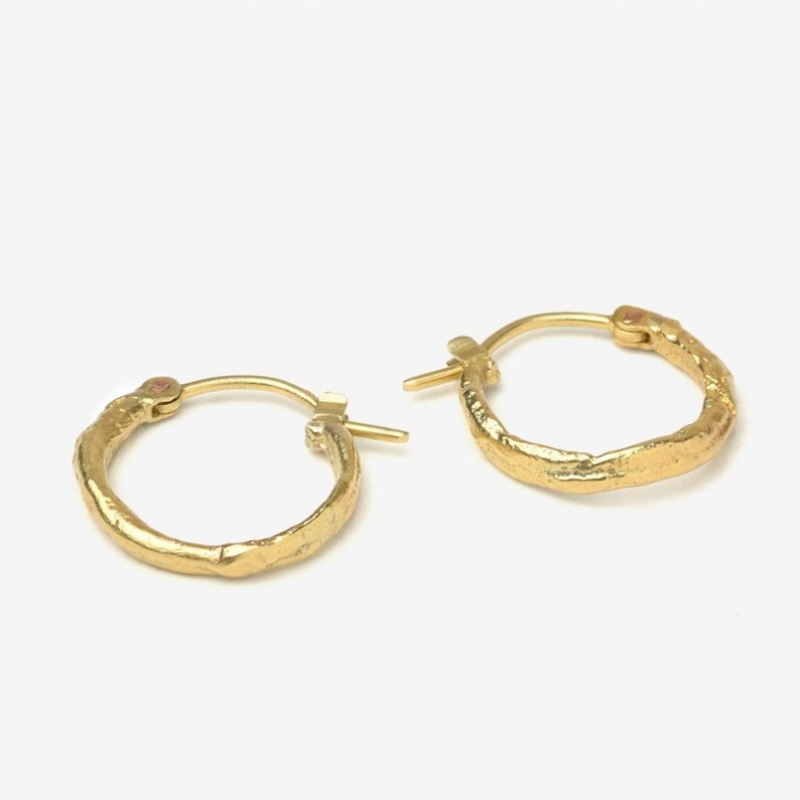 Women's Small Hammered Golden Hoop Earrings