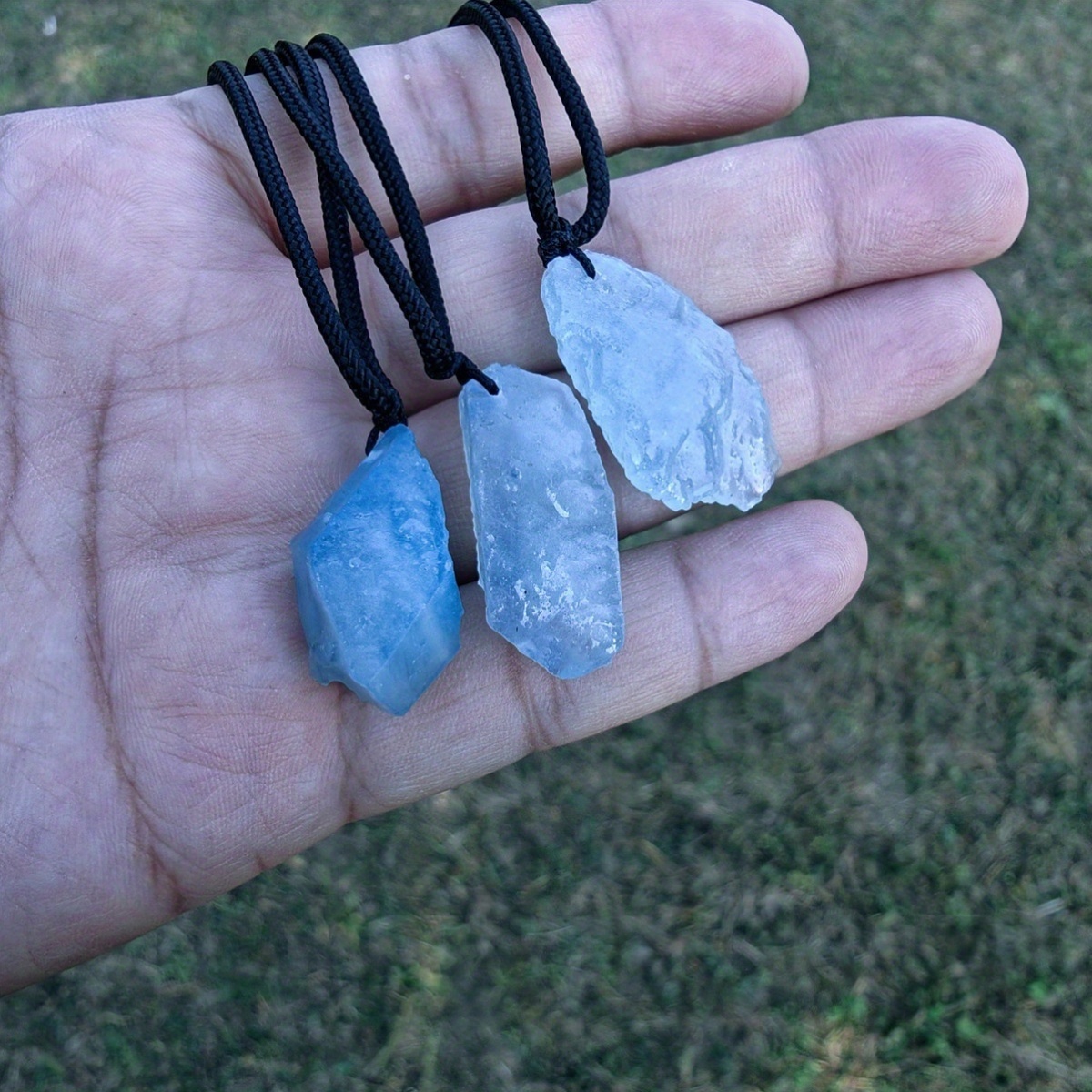 Handmade Blue Aquamarine Quartz Pendant Necklace