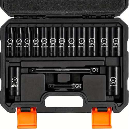 1/2-Inch Drive Deep Impact Socket Set – 35 Pieces, 8-32mm Metric, With Case – Happy19star HP106197