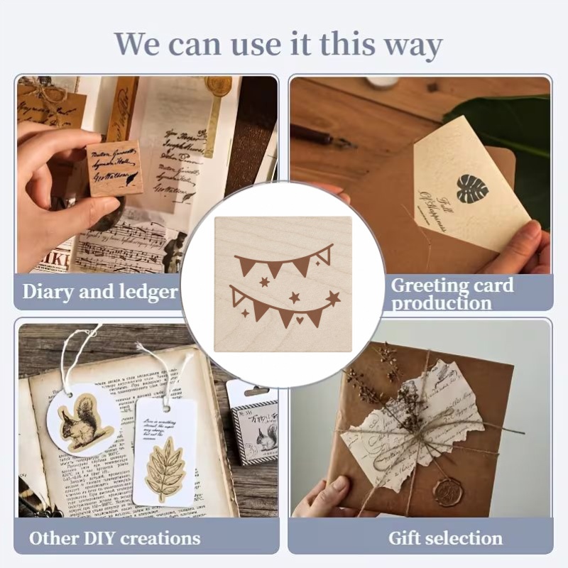 Multifunctional Wooden Rubber Stamp for Party Decorations