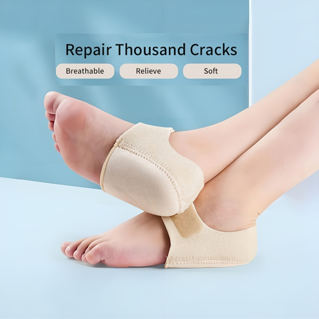 1 pair   adjustable heel pads with breathable fabric non slip straps comfortable arch support for all day wear light beige   for men women heel pads for shoes comfortable footwear sleek footwear soft texture