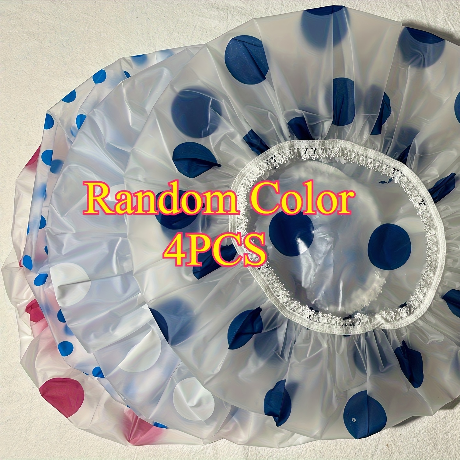 Random 4pcs Printed Shower Caps, Thickened And Reusable With Elastic Band. Multifunctional Hair Cap For Women, Ideal For Spa, Salon, For Home And Hotel Use